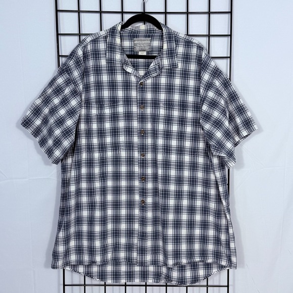 Abercrombie & Fitch Other - Abercrombie The Big Shirt Short Sleeve Plaid Shirt Mens Large Blue Vintage Y2K